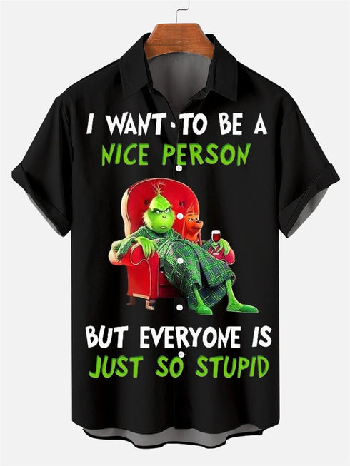 Men's Christmas Funny Graphic Short Sleeve Hawaiian Shirt